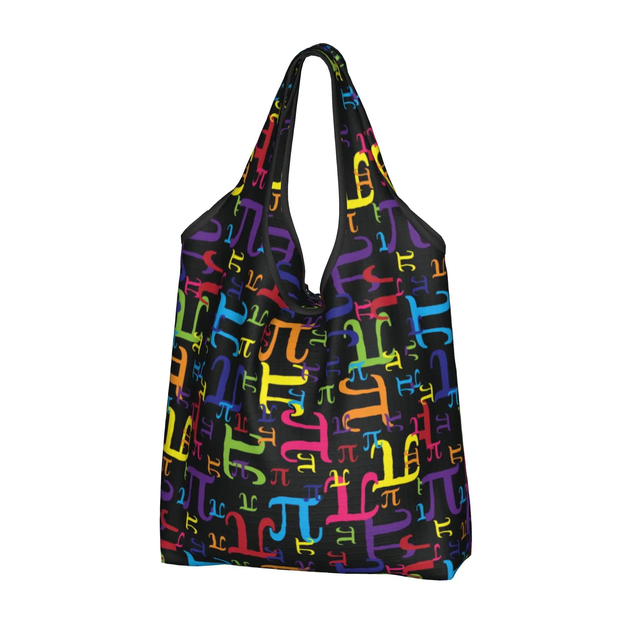 Pieces of Pi Grocery Shopping Bags Funny Shopper Tote Shoulder Bags Large Capacity Portable Math Science Nerd Geek Handbag