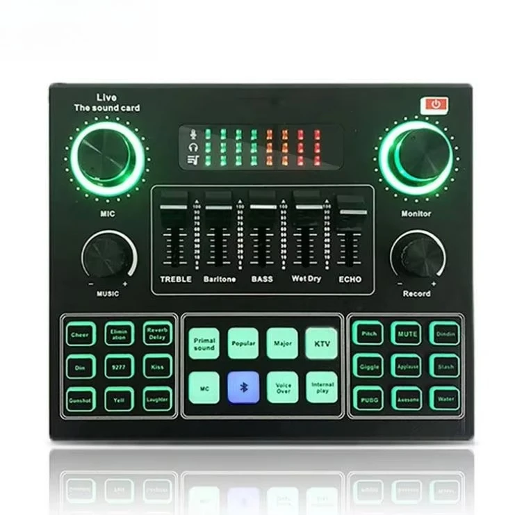 Wholesale F9 Audio Sound Mixer Interface External Usb Studio Live Microphone Sound Card With BT for Phone Computer