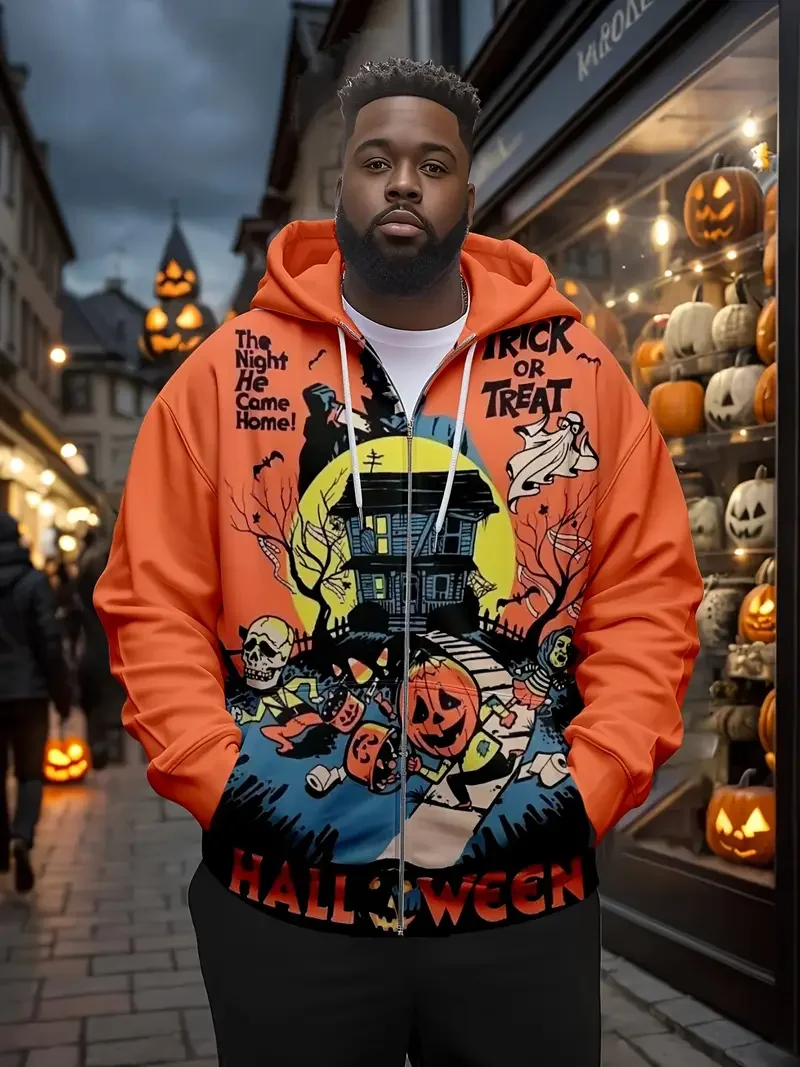 

2025 Halloween Pumpkin Graphic 3D Hoodies For Men's Women Fashion Horror Casual Loose Hooded Pullover Sweatshirt Men's Clothing
