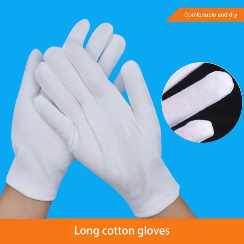 

24 шт. белых хлопковых перчаток, рабочие перчатки, косметические увлажняющие перчатки для сухих рук, для проверки ювелирных изделий и многого другого