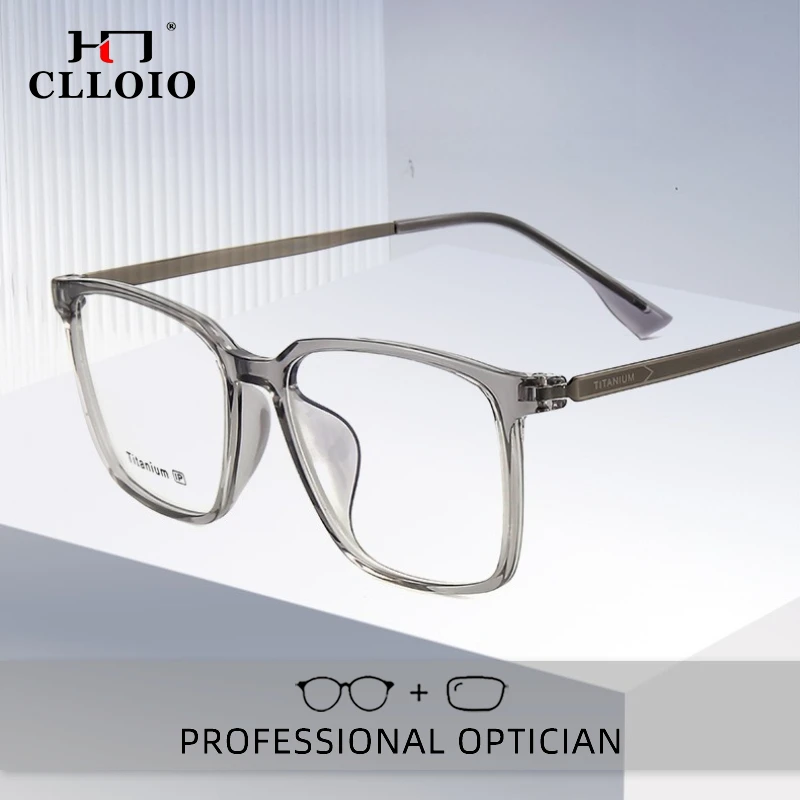 

CLLOIO Fashion Minimalist Versatile Reading Glasses TR90 Frame Titanium Temple Anti Blue Light Progressive Prescription Eyewear