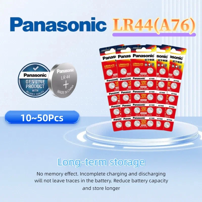 10-50 stücke Original Panasonic A76 LR44 AG13 357 SR1154 LR1154 SR44 LR 44 Alkaline Batterien Für Rechner Spielzeug Fernbedienung taste Münze
