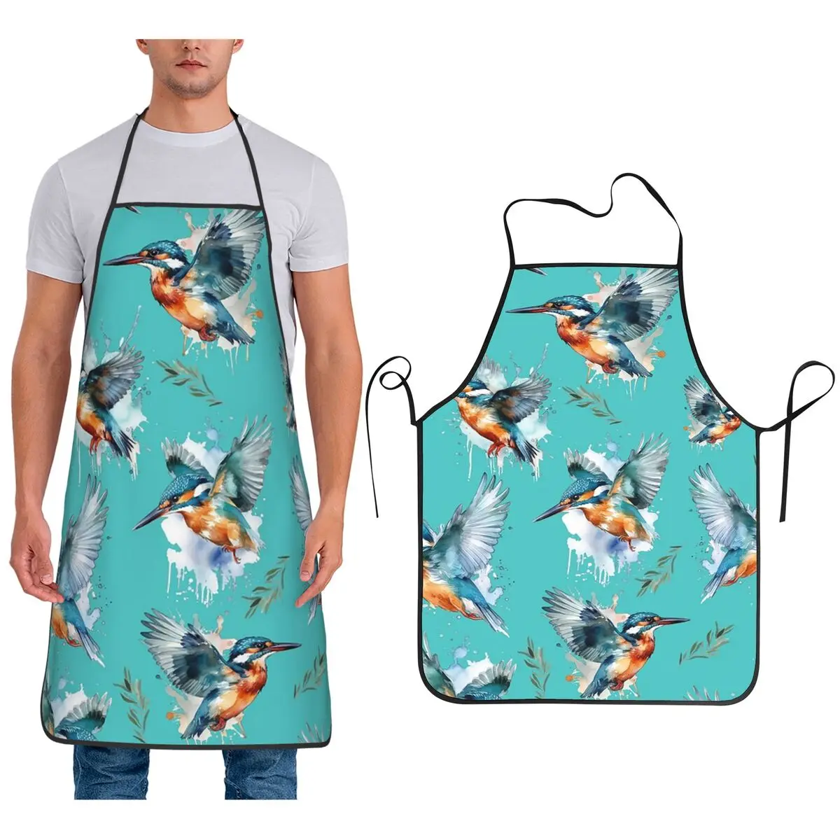 

Kingfisher Pattern Apron Chef Cooking Baking Tablier Waterproof Bib Kitchen Cleaning Pinafore for Women Men Gardening