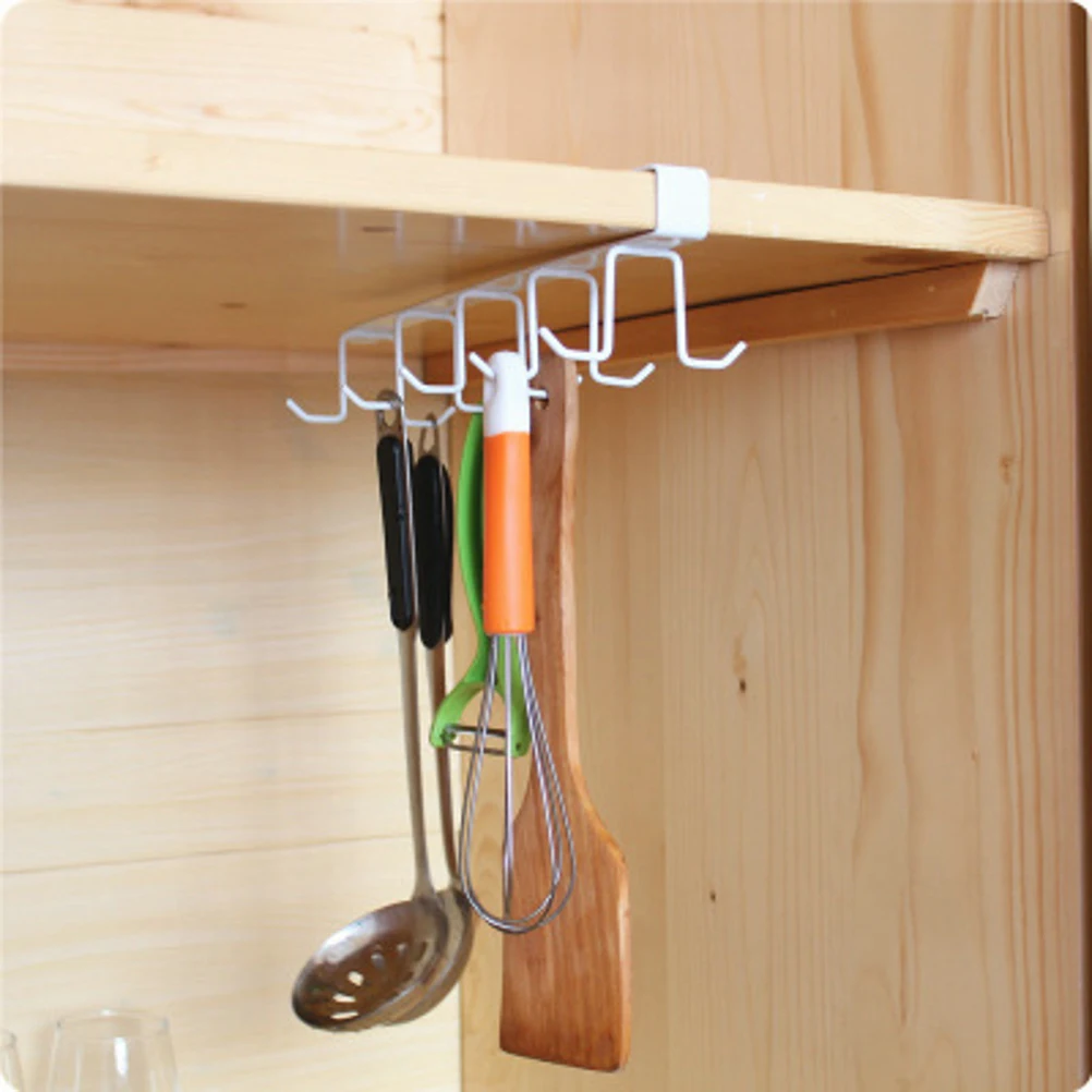 

Double Row Kitchen Storage Hooks Iron Cup Rack Cabinet Bottom Hanger No Drill Easy Install Coffee Shop Home Organizer Wardrobe