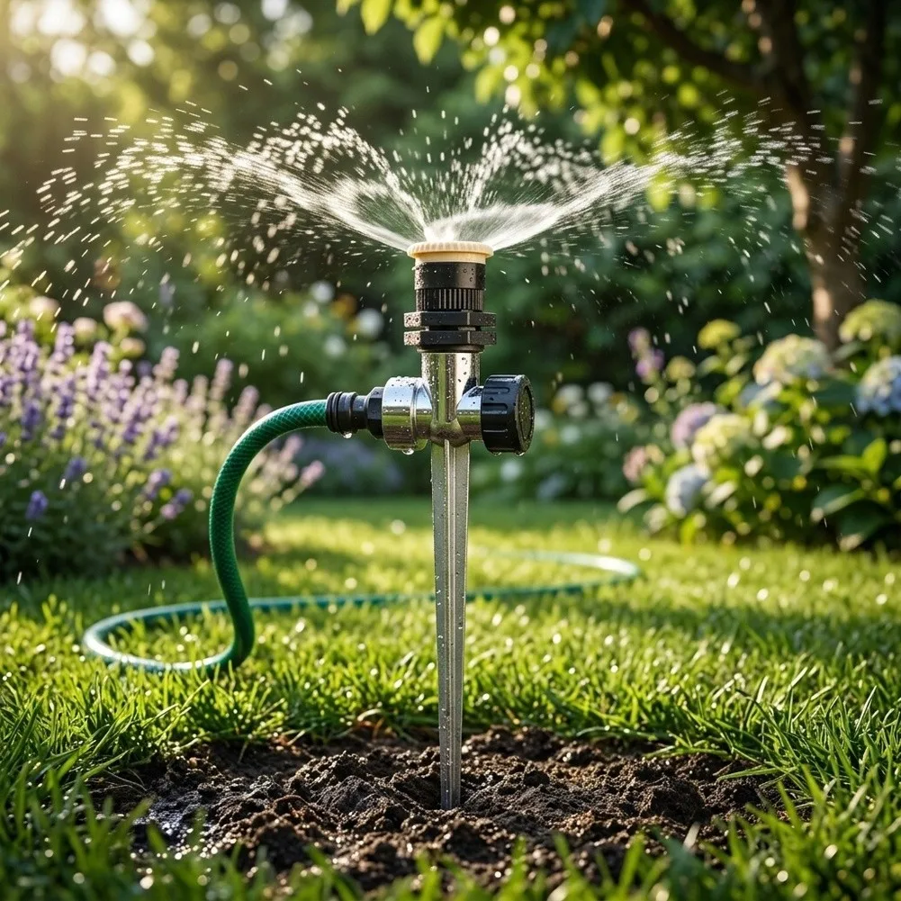 3pcs Lawn Sprinklers With Alloy Ground Spikes Dual Sprinkler For Small Garden Patio Plants Watering Oscillating Sprinkler