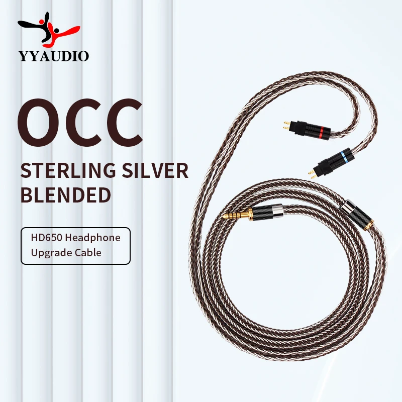 HiFi Headphone Cable 16 Strand OCC Copper+Pure Silver 2.5/3.5/4.4/6.5mm /4pin XLR Earphone Cable for HD600 HD580 HD25 HD600s