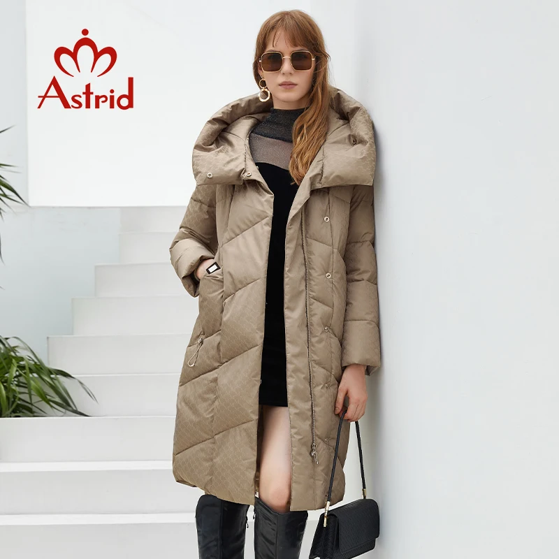 Astrid Winter Jacket Women 2022 Thick Padded long women’s parka Hooded sashes Fashion Style Print Coats Female Clothing Outfits