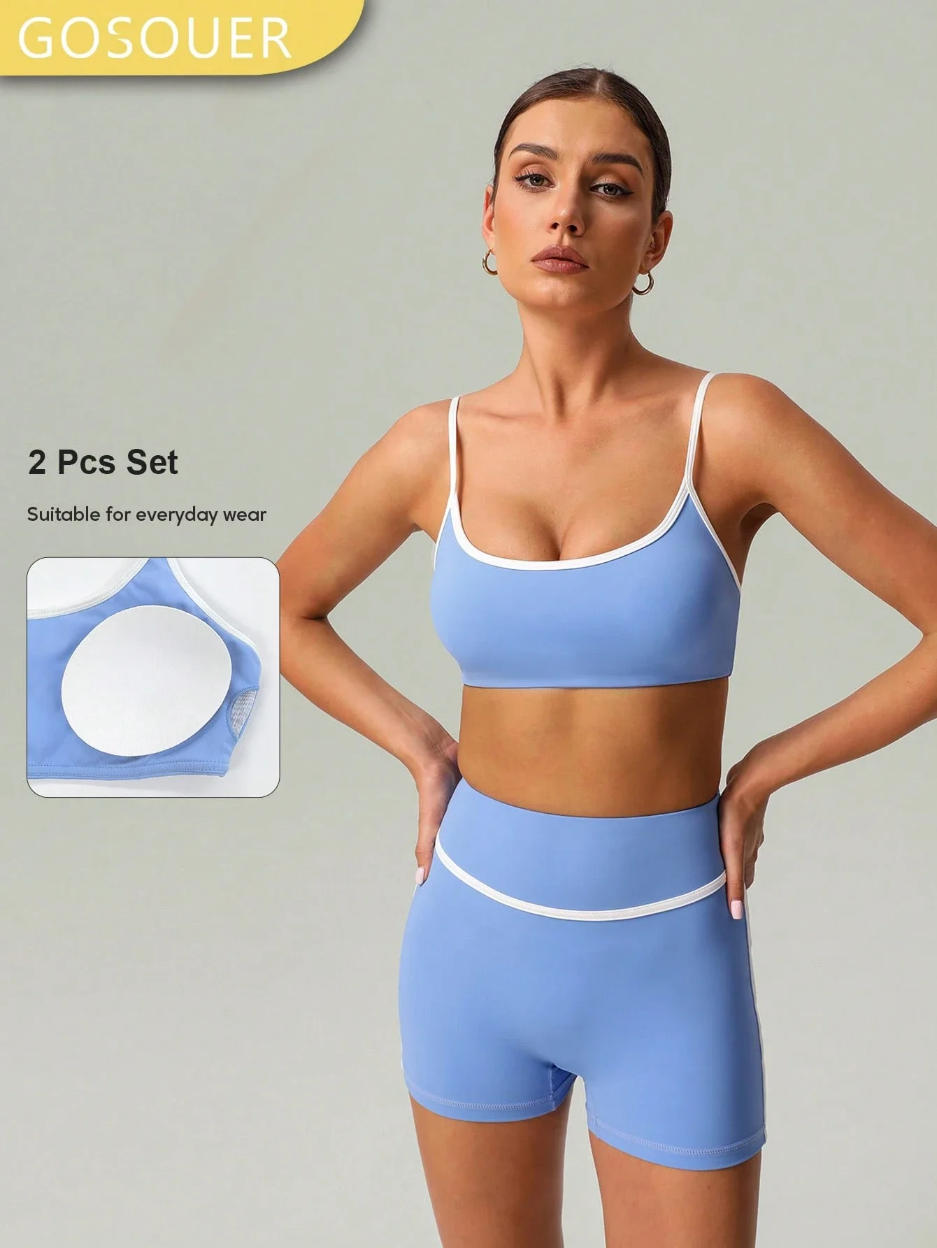 

2 PCS Women Yoga Running Sports Bra And Shorts Set