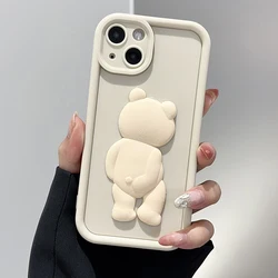 Cute 3D Bear Cartoon Phone Case for Xiaomi Mi 14 13 13T 12 12T Pro 11 Lite 5G NE POCO F5 X5 X3 X6 M6 Pro 4G Silicone Cover