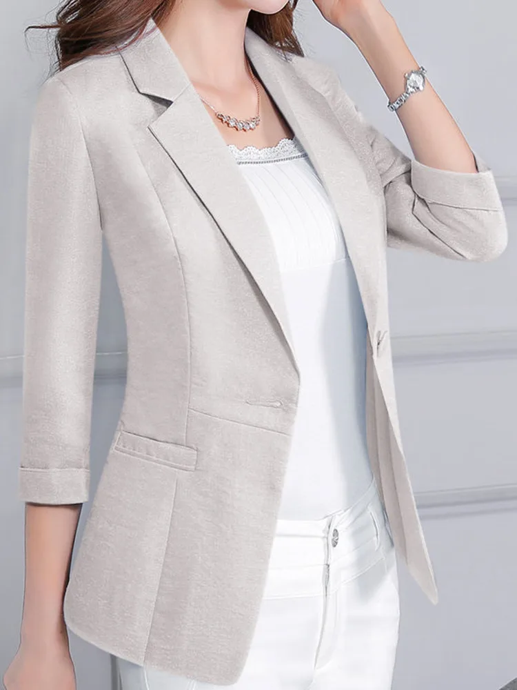 Women Single Button Blazers Business Office All-match Simple Temperament Soft Fashion Elegant Casual Work Streetwear New