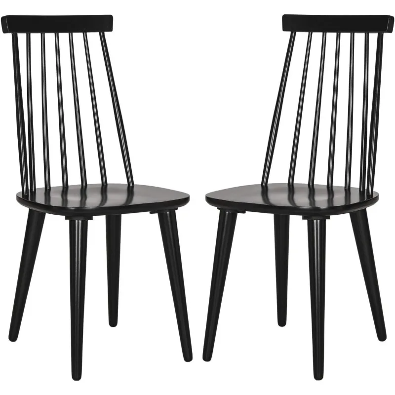 

American Homes Collection Burris Country Farmhouse Wood Black Spindle Side Chair (Set of 2)