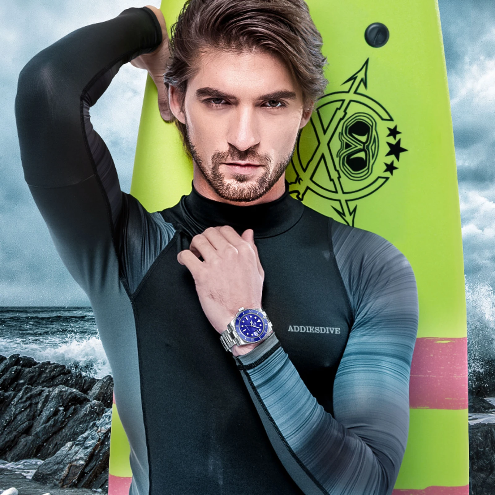 ADDIESDIVE New Men Quartz Watches Luxury Stainless Steel Super Luminous 200m Waterproof Diver Watches MY-H3-2 Relogio Masculino