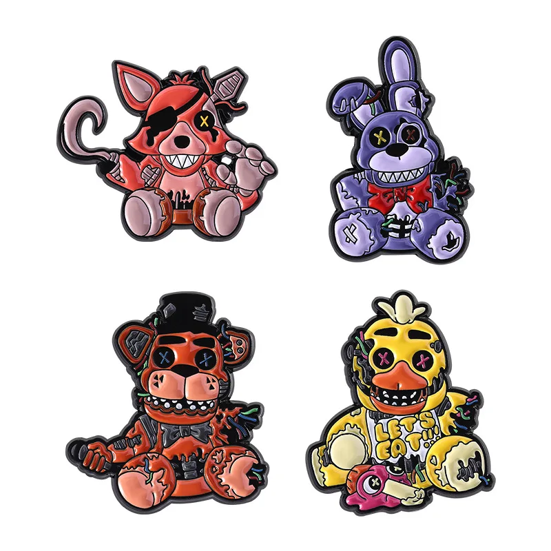 Pines Enamel Pins Creative Horror Stitching Bear Cartoon Brooch Metal Badge Personalized Backpack Decoration Gift Badges Metal