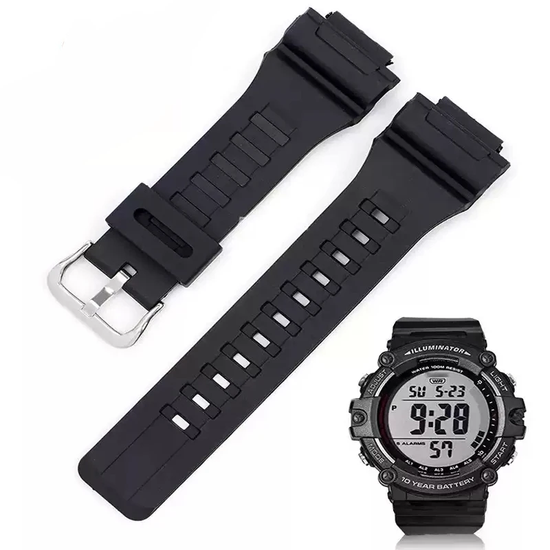 Silicone Resin Watchband for Casio AQ-S810w 800 W-735H TRT-110H AEQ-110w AE-1000W W-735H SGW-300H MRW-200H F-180WH Strap 18mm