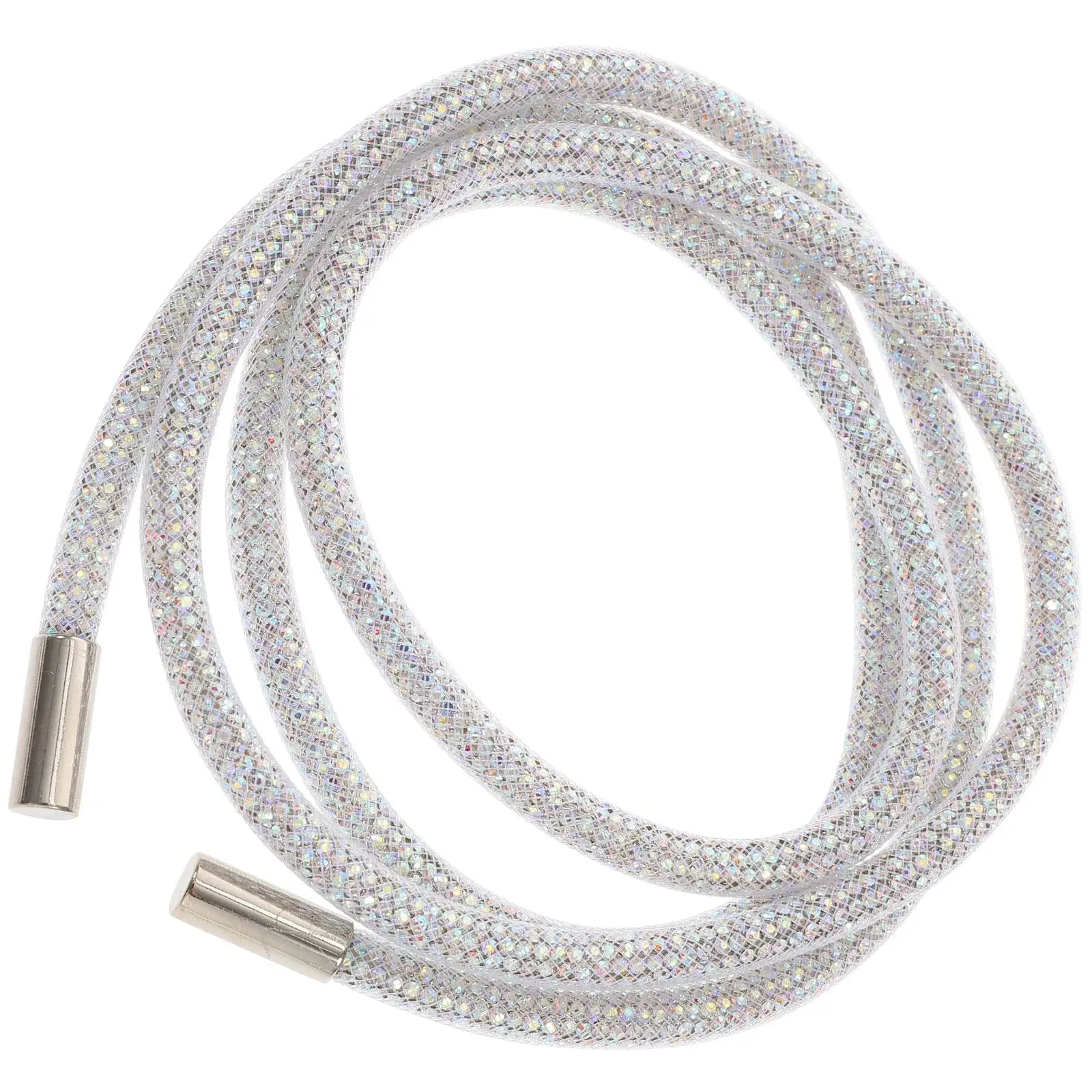 

2Pcs 6mm AB Rhinestone Glass Bead Round Tube Belts Accessories for DIY Pants Ropes Shoe Laces Phone Lanyards Hat Strings