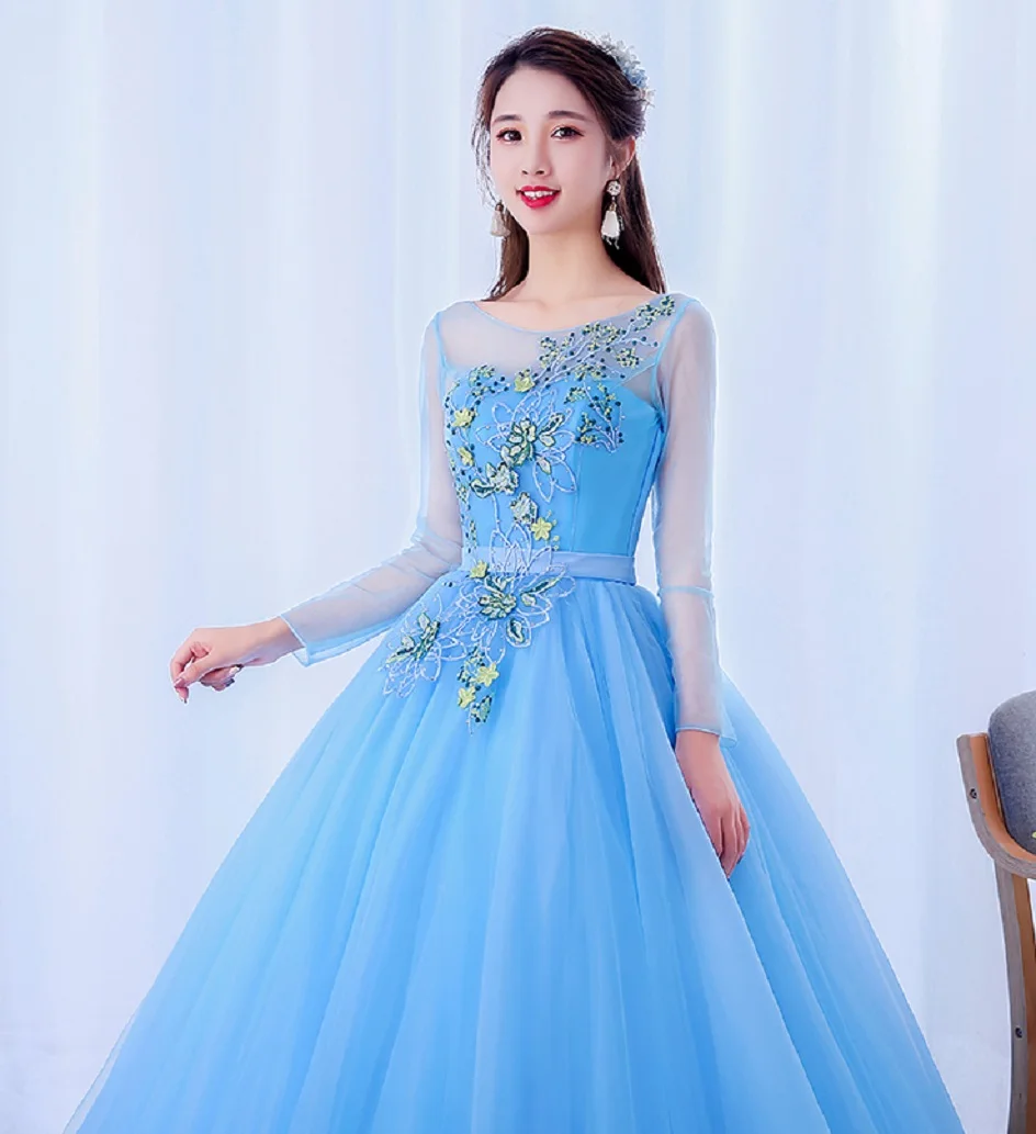 Beautiful Tulle Embroidery Chiffon Prom dresses Evening Gowns Backness Flower Sparkly 15 Year Old Quinceanera Dresses 2024