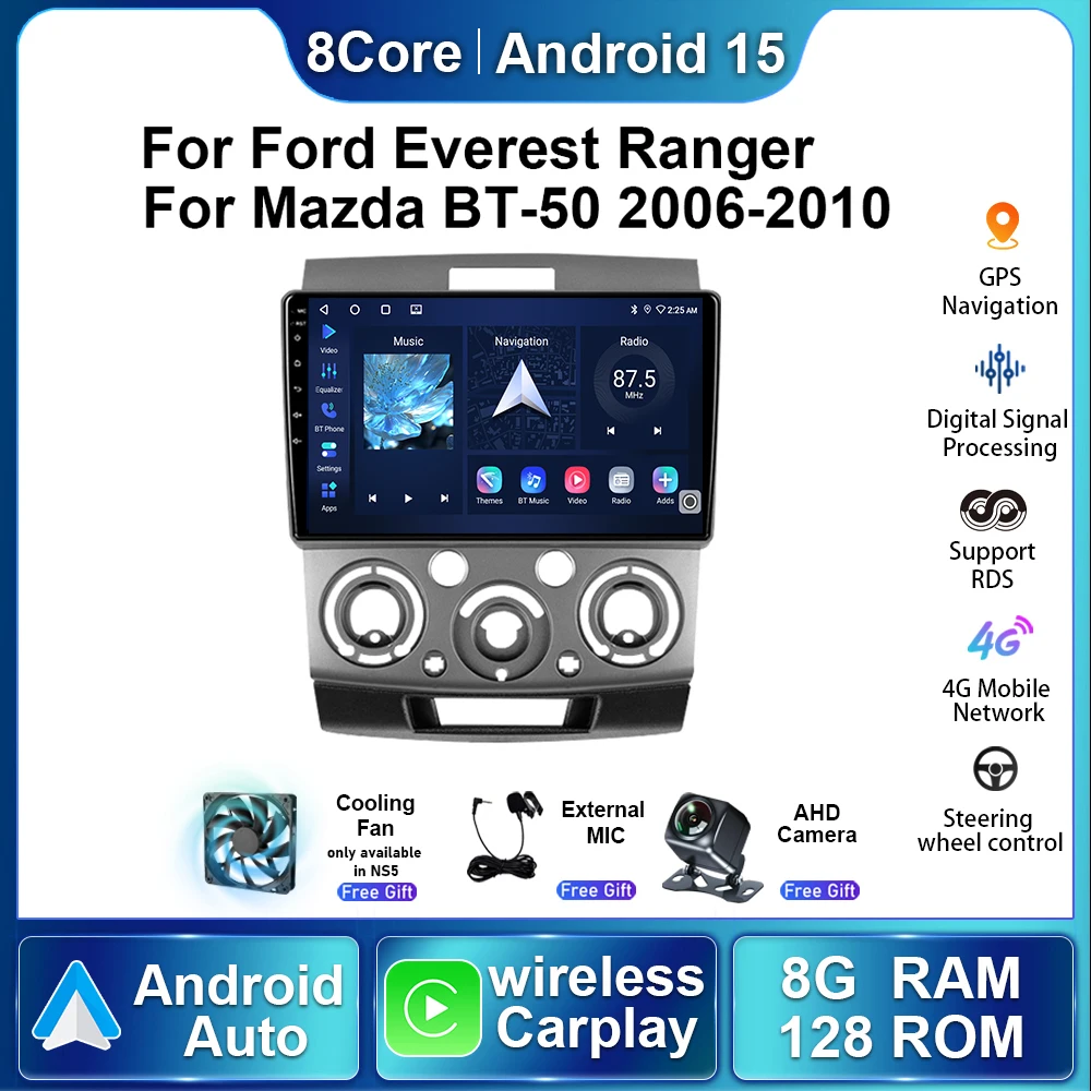 

Android15 авторадио для Ford Everest Ranger Mazda BT50 BT-50 BT 50 2006-2011 автомобильный мультимедийный плеер Carplay стерео навигация GPS