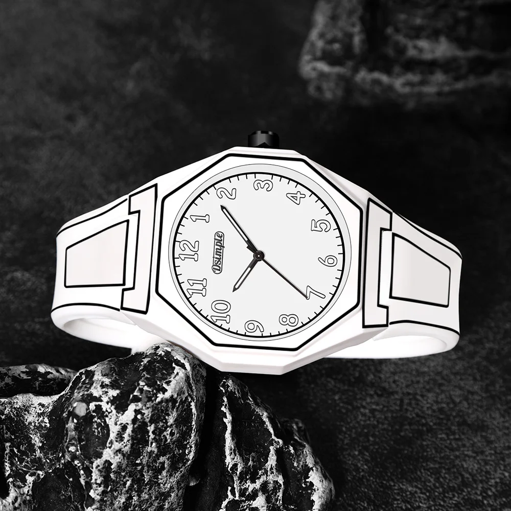 Preppy Style Quartz Wrist Watch - Round Dial, Electronic Drive, Silicone Strap, Unisex image 3
