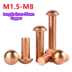 M1.5 M2 M2.5 M3 M4 M5 M6 M8 Half Round Purple Copper Rivets Solid Rivets Purple Copper Round Cap Rivets