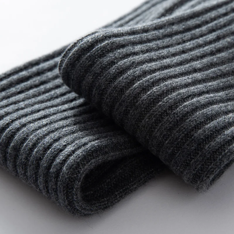 100% Cashmere Women's Knit Leg Protectors Autumn Winter Thick Soft Warm Socks High Quality Symple Style Strip Stacked Socks