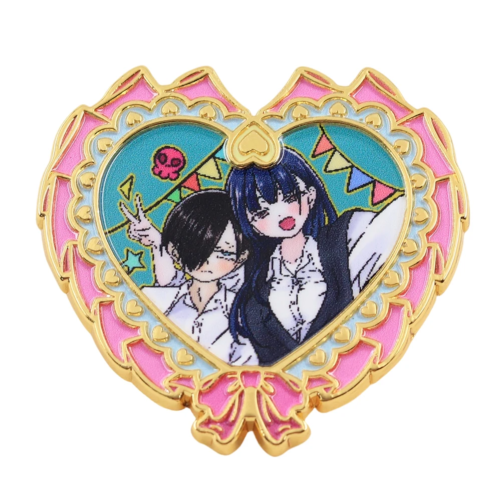 

The Dangers In My Heart Enamel Brooch Anime Characters Kyotaro Ichikawa Yamada Anna Chuunibyou Boy Foodie Girl Lapel Pin Badge H