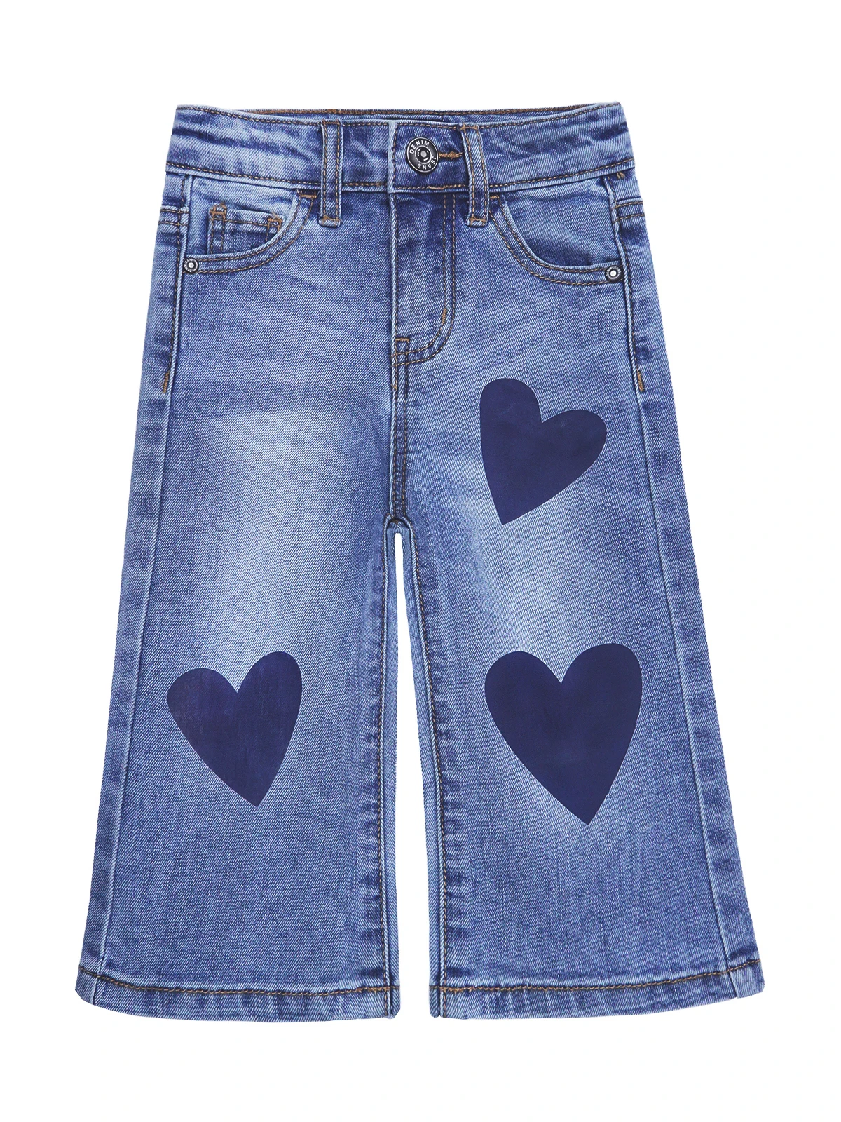 

KIDSCOOL SPACE Baby Little Girl Jeans,Simple Design Wide Leg Flared Hem Denim Pants