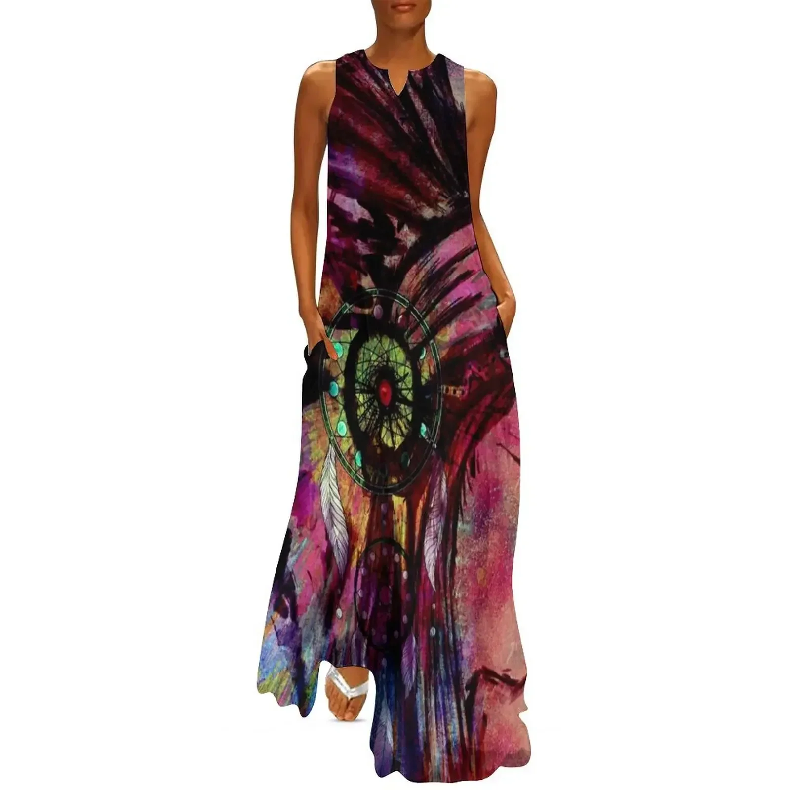 

Medicine Woman / Native American Shaman Long Dress women dress loose summer dress women prom dresses