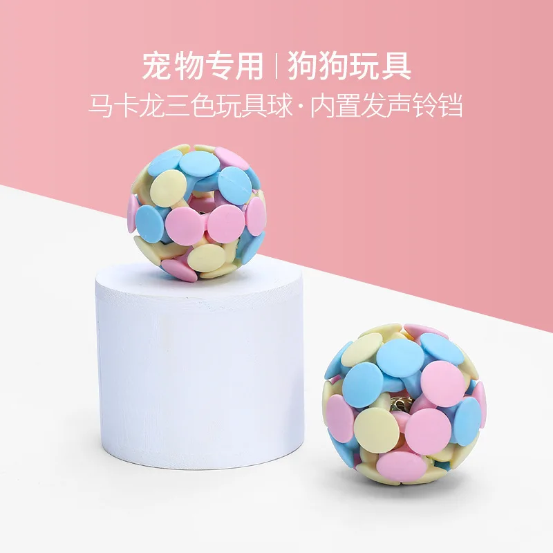 

Pet Dog Supplies Toy Macaron Color Woven Ball Cat Color Block Bell