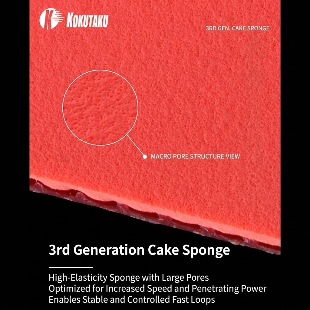 Kokutaku Table Tennis Racket Rubber, 730 Semi-Sticky Semi-Tacky Table Tennis Rubber, Reverse Rubber with Internal Energy for Table Tennis