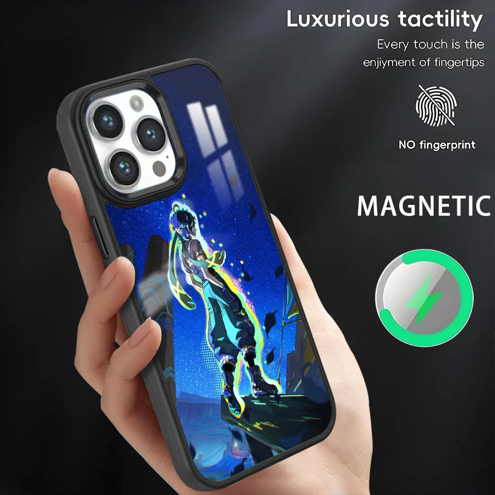 

Genshin Impact Kinich Phone Case For iPhone 16 15 14 13 12 11 Pro Max Plus Mini Magnetic Magsafe Wireless Charging Cover
