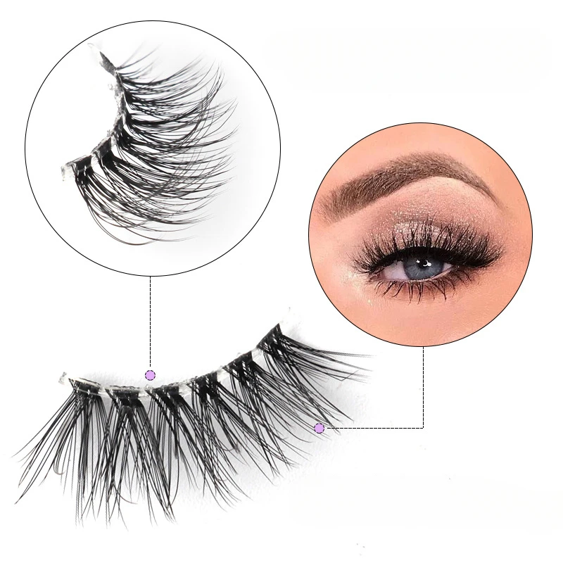 Faux Mink Natural Cílios Postiços, Wispy Fluffy Cílios Extensão, Half Eye Lashes, Ferramenta de maquiagem, 10 Pares, Novo