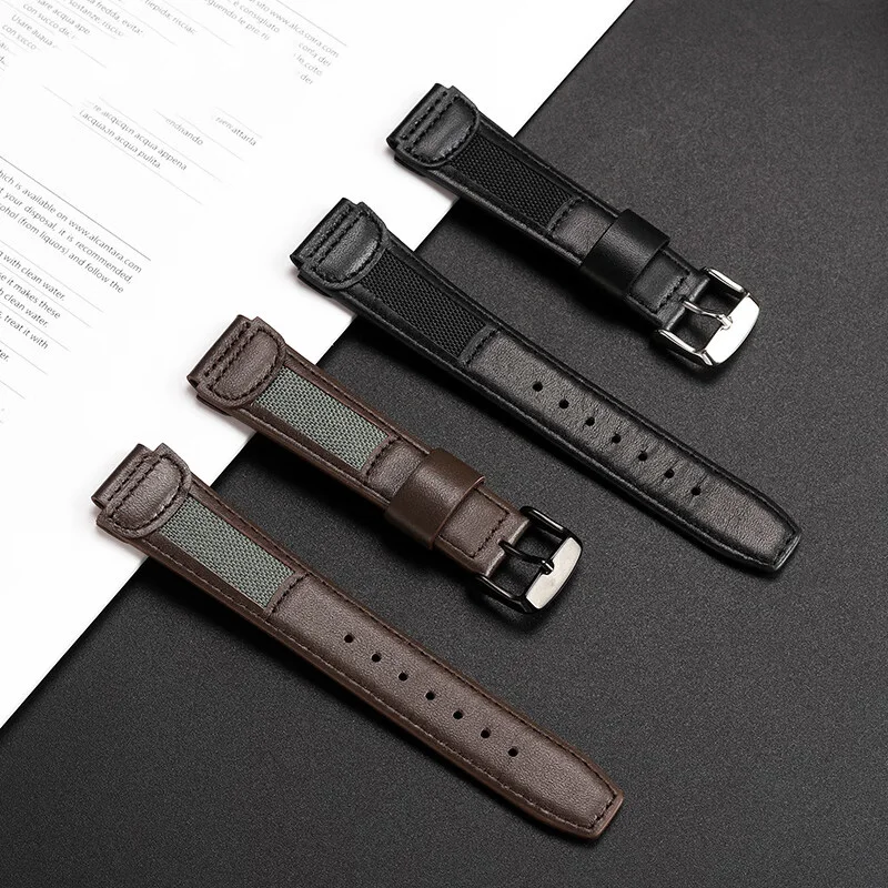 18mm Soft cowhide watchband for Casio  AE1200/1300 SGW400 AQ-150W   Retro Genuine Lea-ther Watch Strap black/brown bracelet