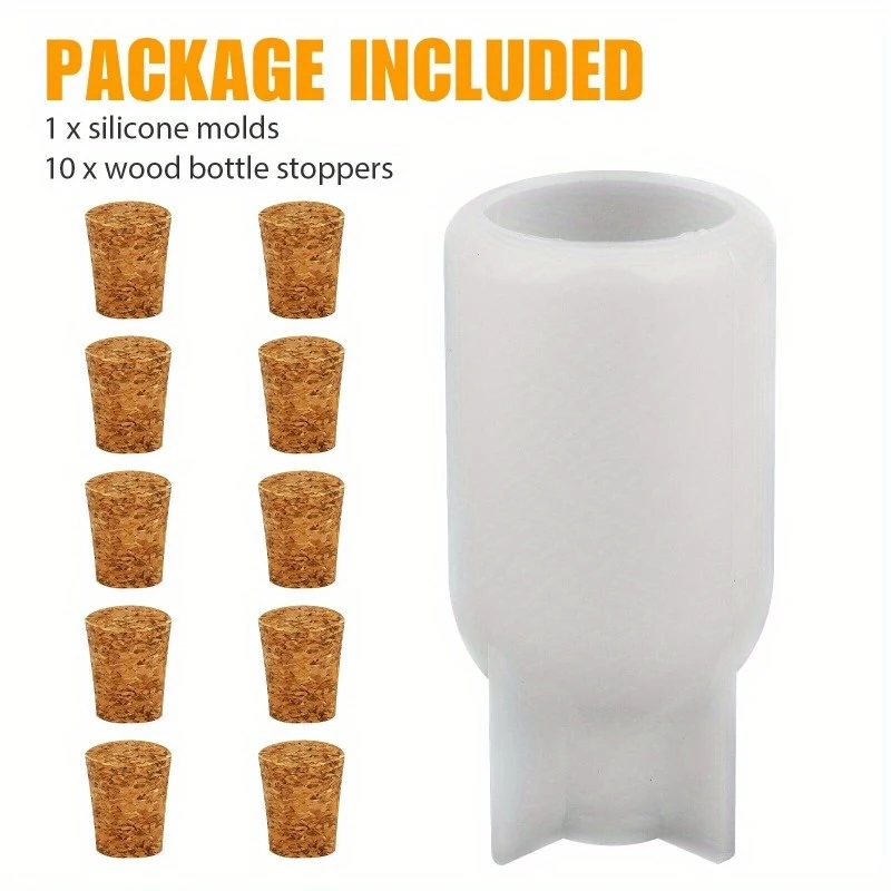 1 A silicone mold for floating bottles，You can make your own epoxy resin casting molds（Include 10 A wooden stopper）