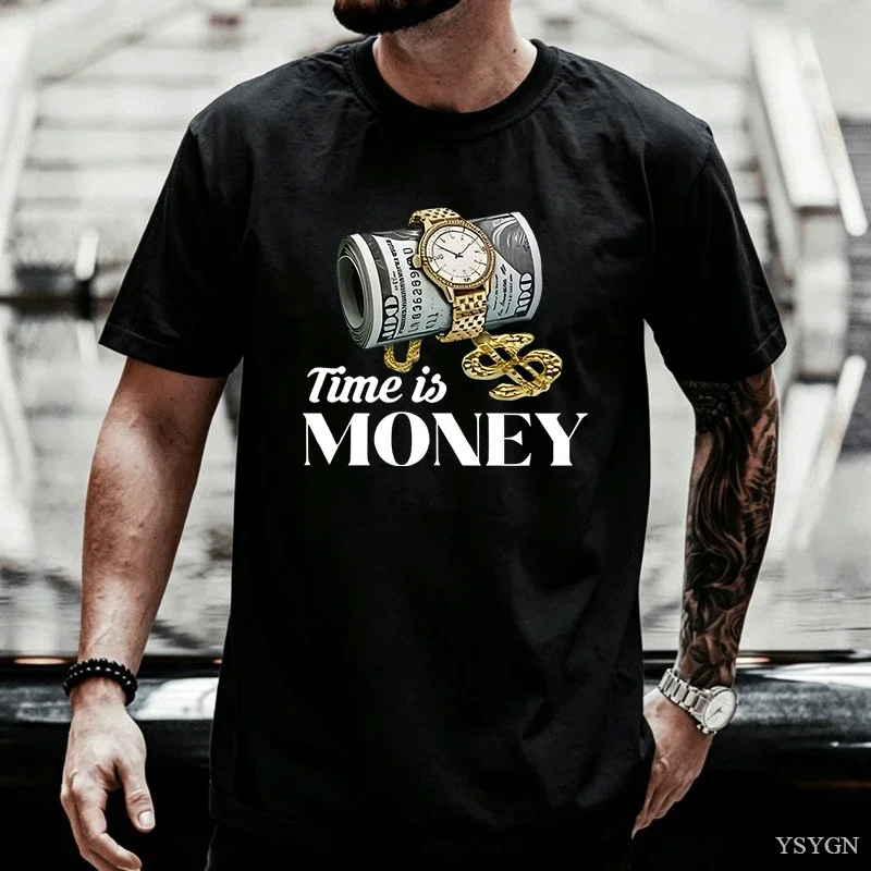Mens T Shirt With Watch And Chain 180G Pure Single Sided Neck Short Sleeve T Shirt Gift For Mother Everyday T Shirt Urban Style