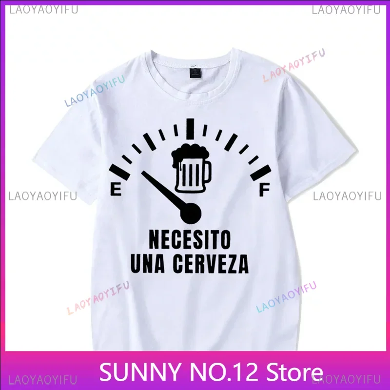 Men's Street T-shirt Necesito Una Cerveza Luminous Tops Tees Summer T Shirt Oversized Tee Shirt for Men Tshirt Clothing