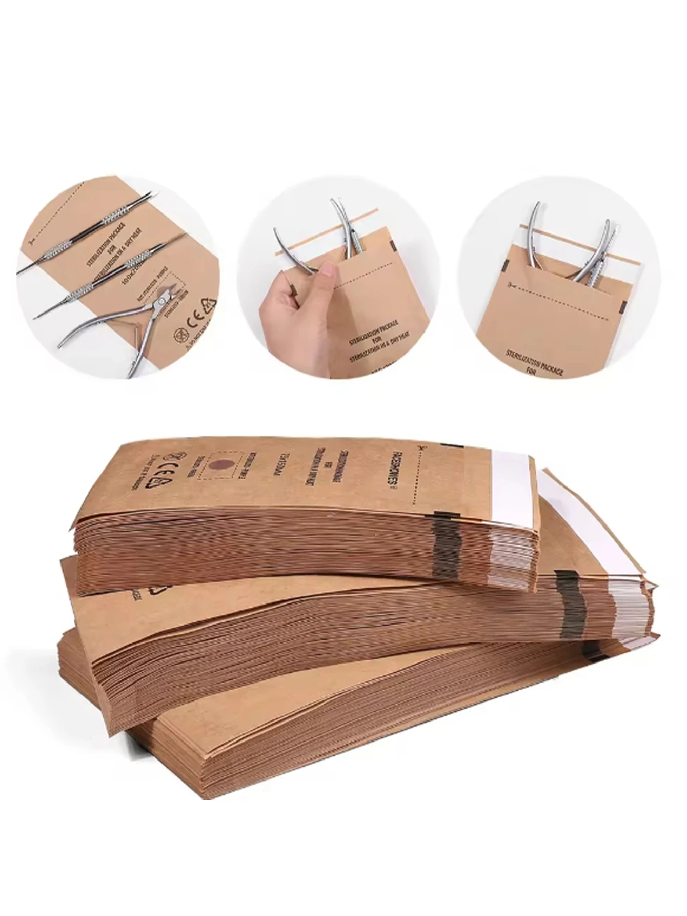 100 Stuks Manicure Kraft Zakken Nail Art Sterilisator Nagels Schone Sterilisatie Zak Wegwerp Manicure Benodigdheden UV Desinfectie Gereedschap