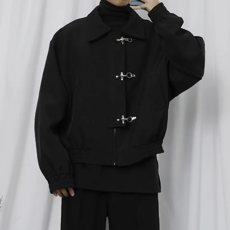 2026 Spring Autumn Unisex Vintage PU Leather Jacket, Aircraft Buckle Design Loose Casual Streetwear Coat Sense Fashion Outerwear