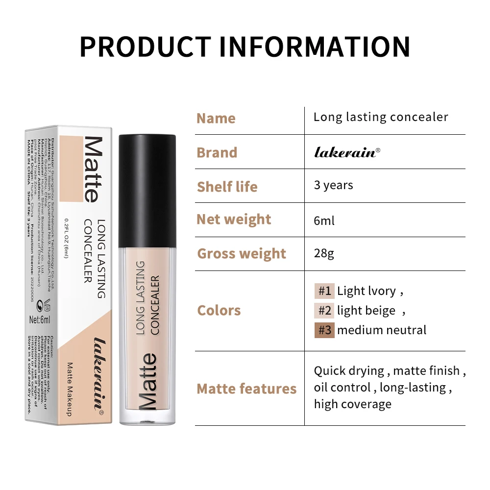 Liquid Foundation Concealer Base Cream Waterproof Oil-control Liquid Covering Black Circles Blemishes Acne Marks Spots Makeup