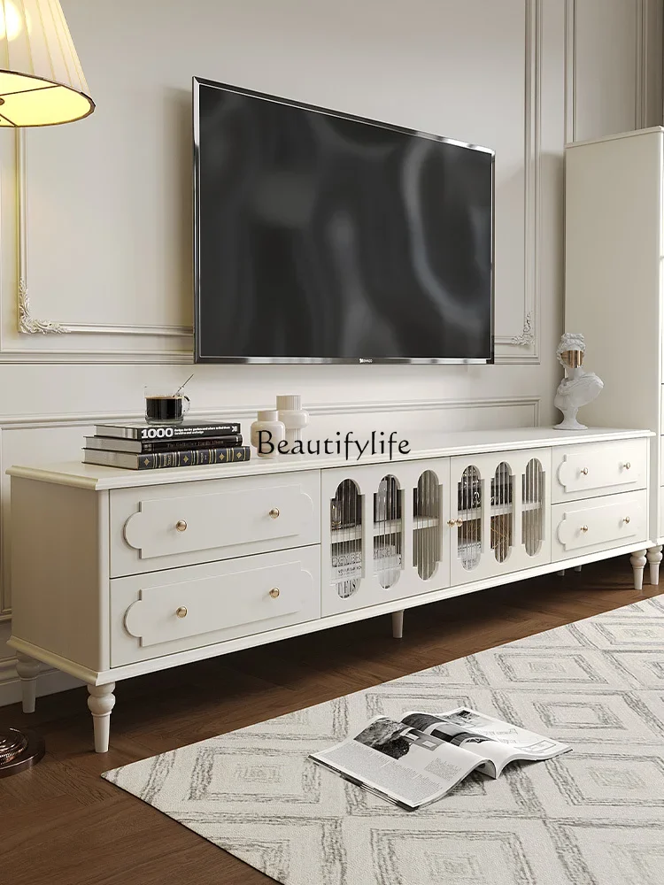 

LDFrench Floor Solid Wood TV Bench for Bedroom Storage Locker Small Apartment Living Room Home