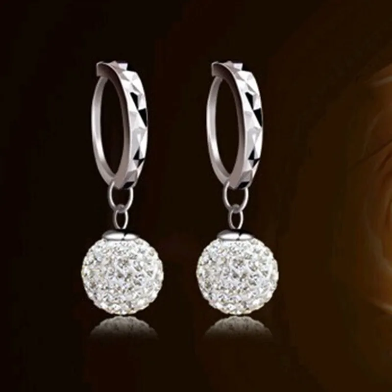 Korean version of fashion diamond-encrusted ball women's earrings, soft pottery temperament versatile earrings, one piece of hai