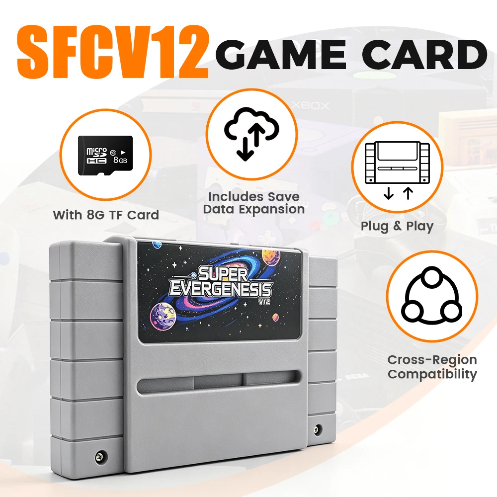 Nowa karta z grami OS V12 3000 w 1 SFC/SNES z kartą TF 8GB, Plug and Play, akcesoria do konsoli Nintendo SNES — zdjęcie produktu 2