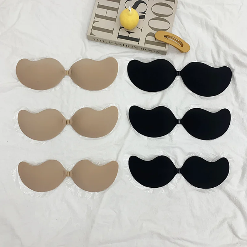 Sutiã invisível para mulheres, sutiãs sem alças sem costas, bralette de fechamento frontal sem costura, roupa interior pegajosa de silicone auto-adesiva