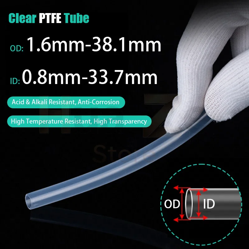 2 3 4 Meters OD 1.6mm-38.1mm ID 0.8mm-33.7mm,FEP Transparent Plastic Tube,Acid & Oil Alkali Resistant Hose for Chemical Industry