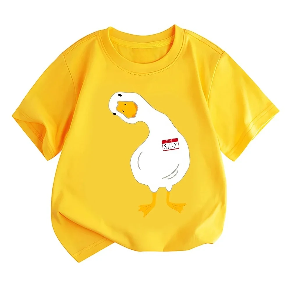 Funny Cartoon Quack Duck Printing Children T-shirt Summer Leisure Duck Boys Kids Tee-shirt Soft Girls Short Sleeve Tshirt