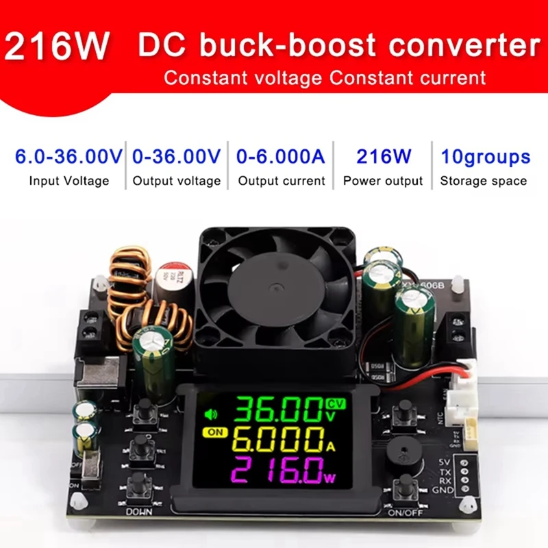 XY3606B 216W Adjustable Voltage Regulator Power Supply+K485X DC Buck Boost Converter Voltage/Current Step-Down Module