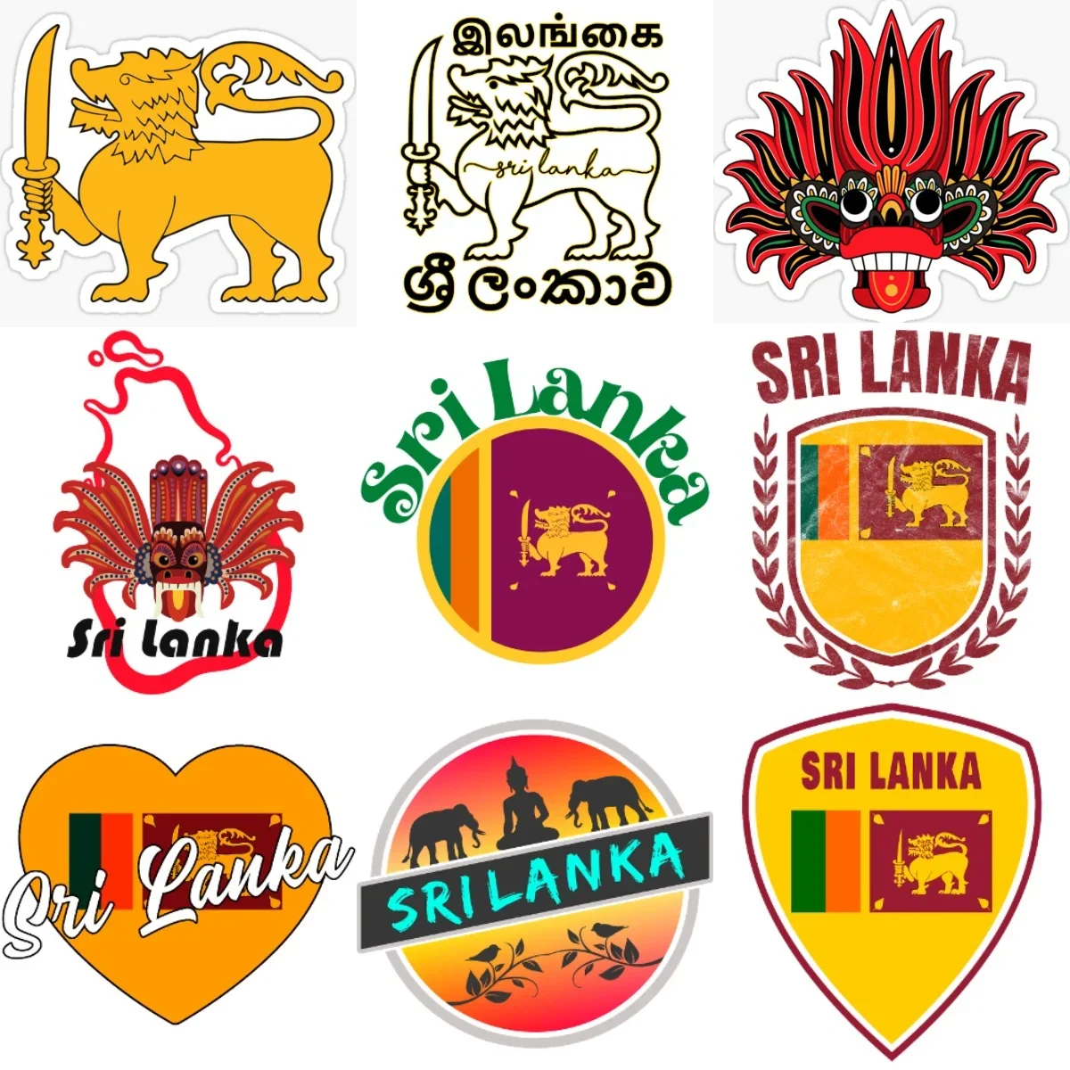 

Sri Lanka Flag Map Raksha Elephant Creative PVC Car Stickers for Car Van Helmet Window Wall Decoration Accessorie