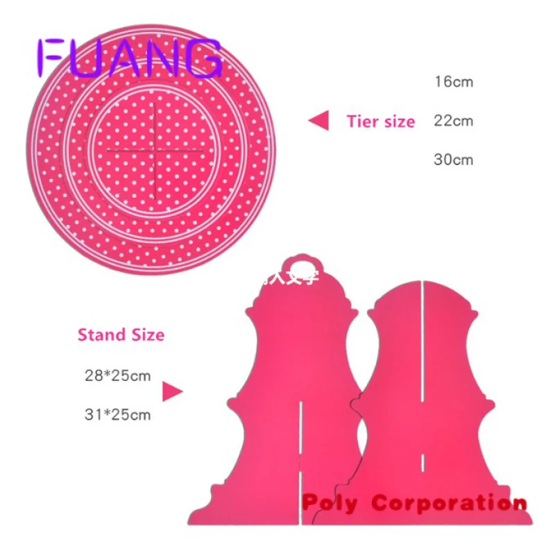 Поставка с завода, одноразовая круглая бронзовая 3-уровневая картонная подставка для торта, украшения для вечеринок, украшения для торта