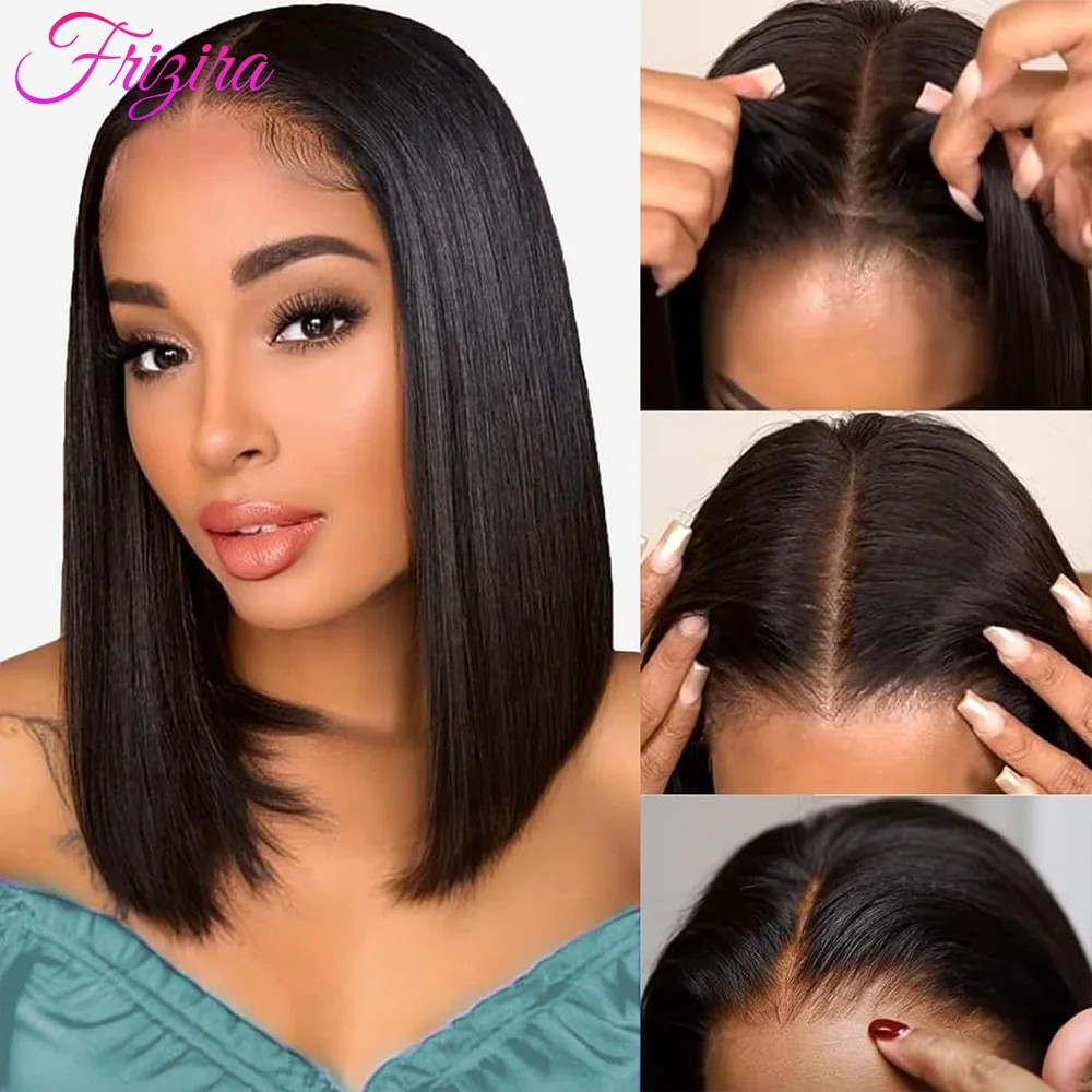 装着してすぐ使えるグルーレスウィッグ人毛プレプラッキング済みプレカット5x5 HDレースクロージャーボブウィッグストレートショートボブウィッグ人毛