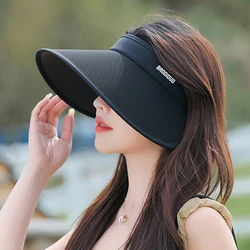 Summer Empty Top Sun Hat Women Double Shade UV Protection Large Brim Visors Korean Girls Fashion Versatile Color Match Beach Cap