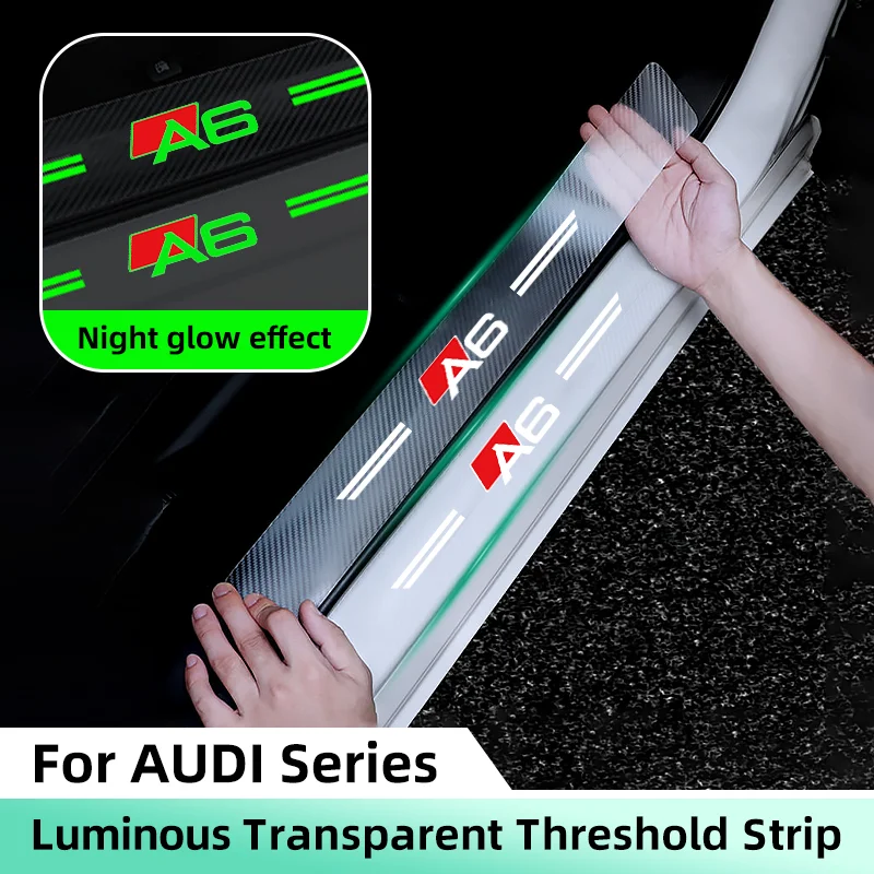 

5PCS Transparent Car Door Threshold Protective Sticker For AUDI A1 A3 A4 A5 A6 A7 A8 Q3 Q7 Q8 TT Luminous Auto Door Sill Strips